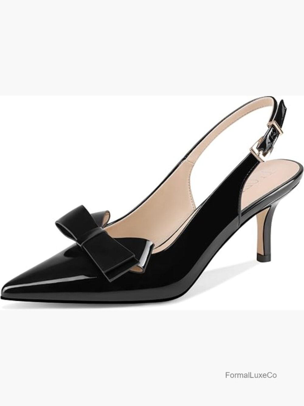 Slingback Kitten Heels Pumps Pointed Toe Bow Party Wedding Dress Formal Shoes